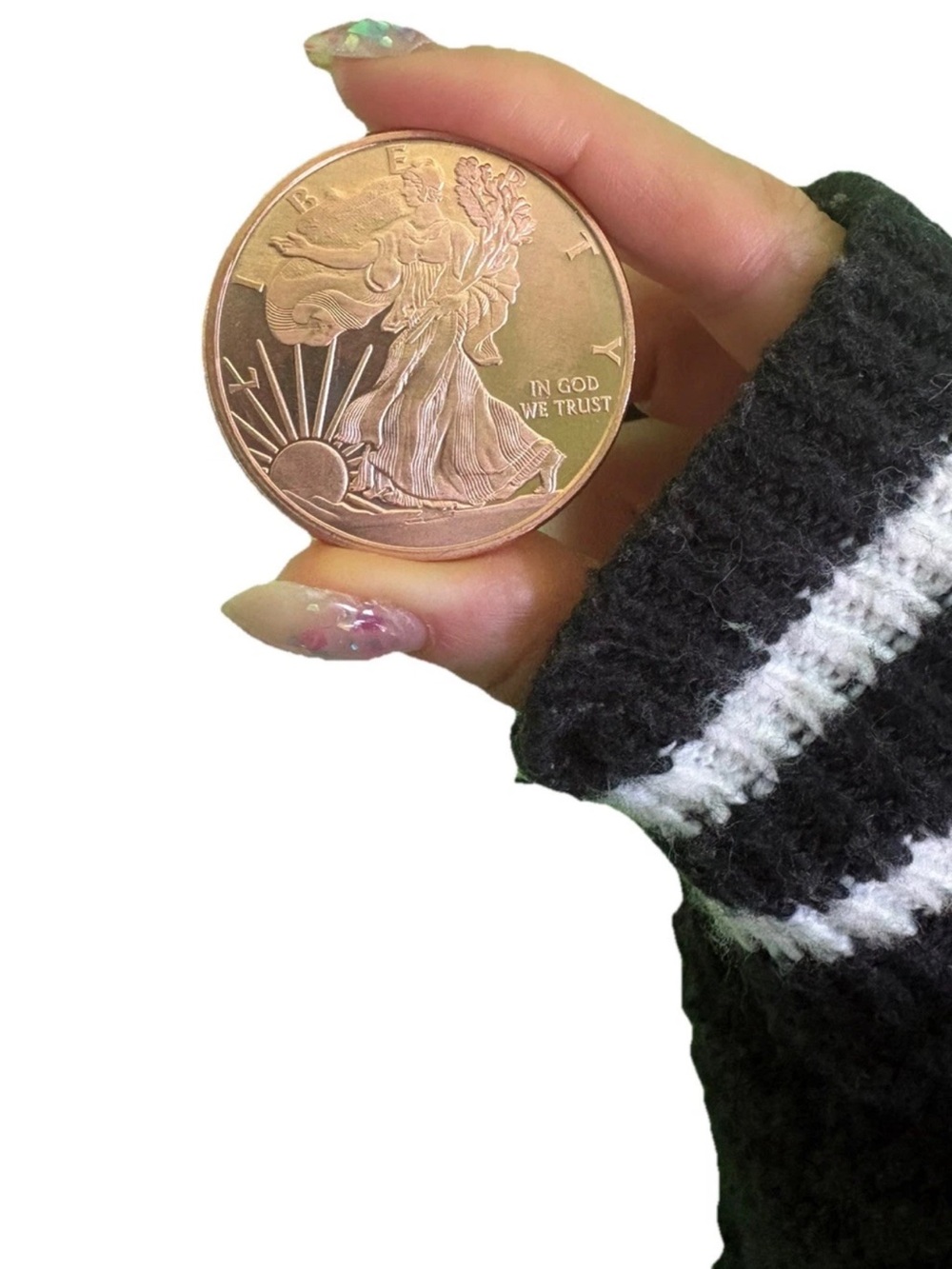 Collectible Walking Liberty Fine Copper Coin round 1 OZ BONUS gift included